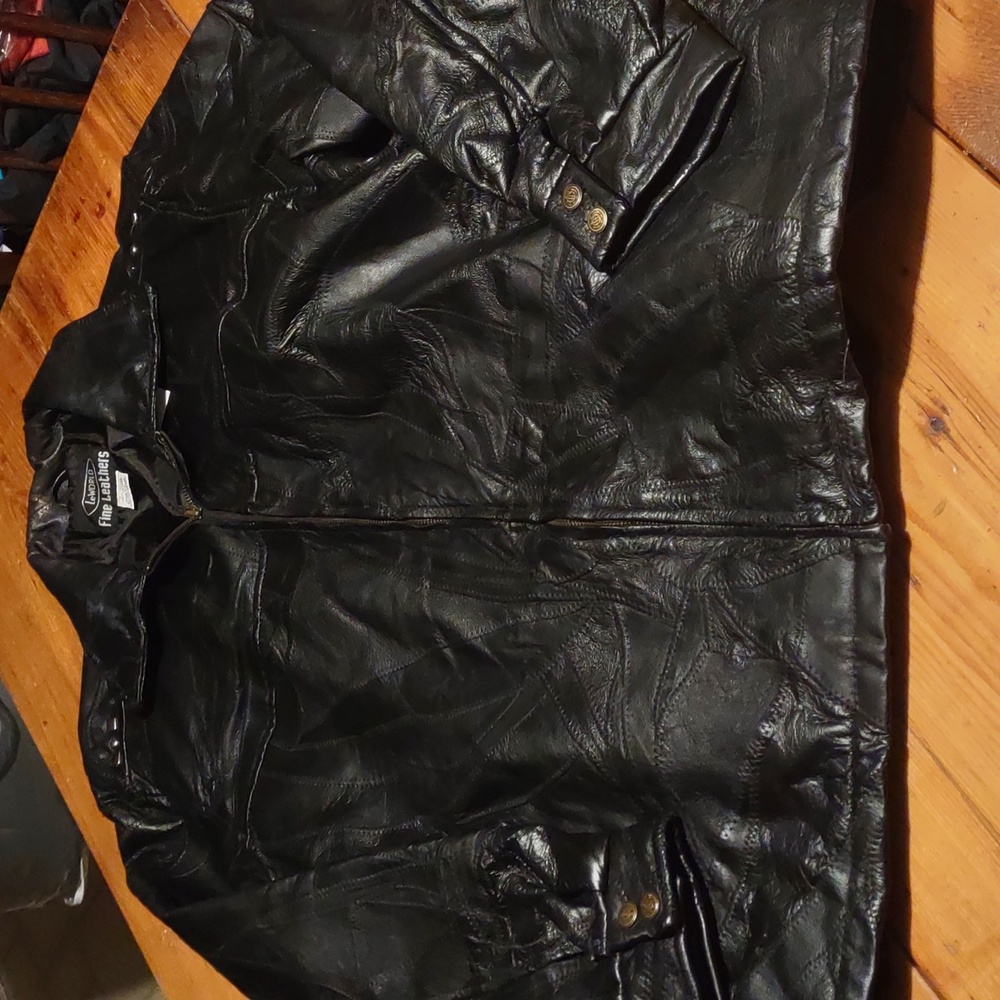 Vintage Leworld fine leather black leather studded jacket sz xl